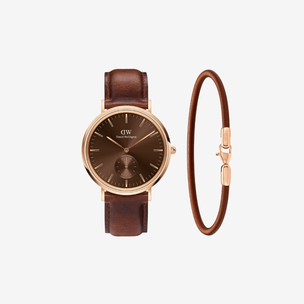 Gold Watch St Mawes Cinturino Marrone Daniel Wellington Daniel