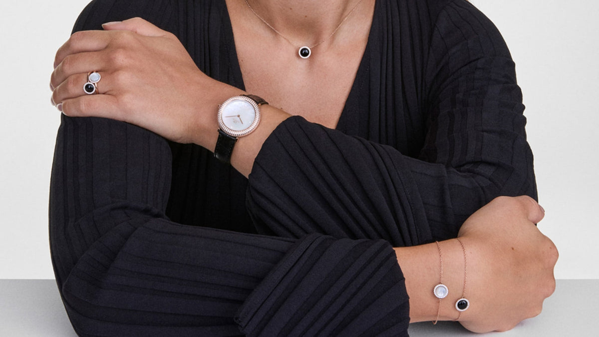 Crystalline Bezel Black Croc Rose Gold