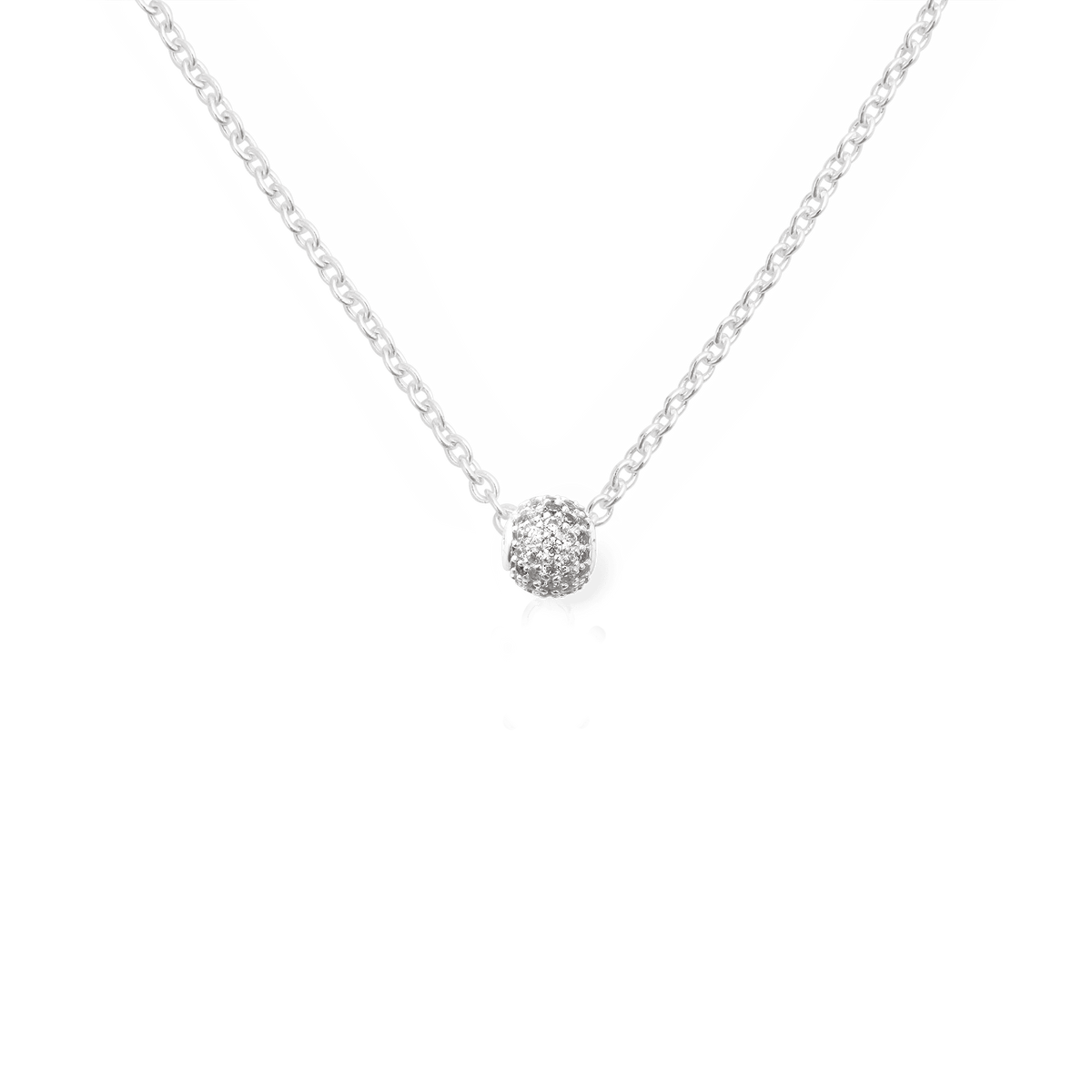 Pavé Orb White Crystal Charm Silver