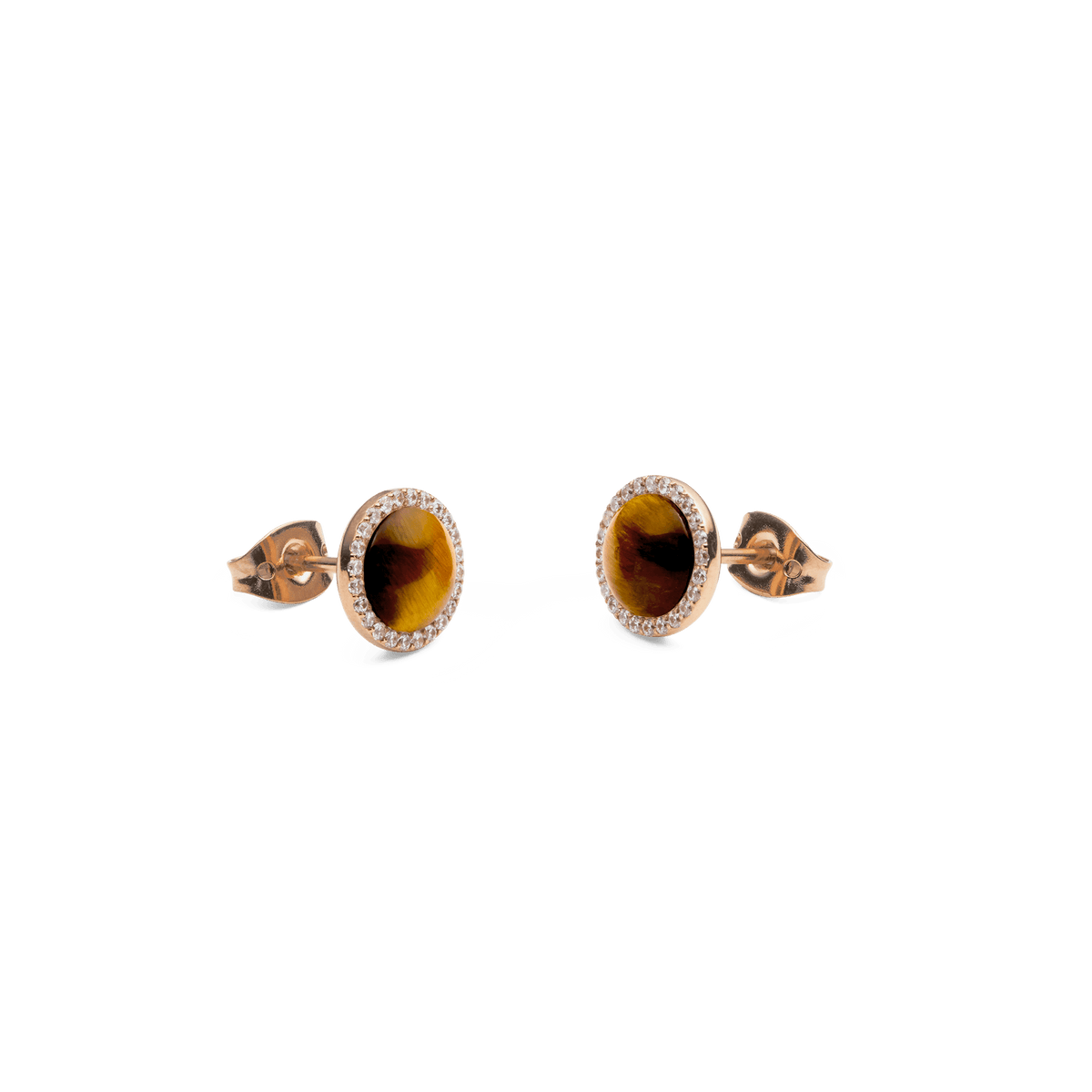 Audrey Earrings Tiger Eye Rose Gold
