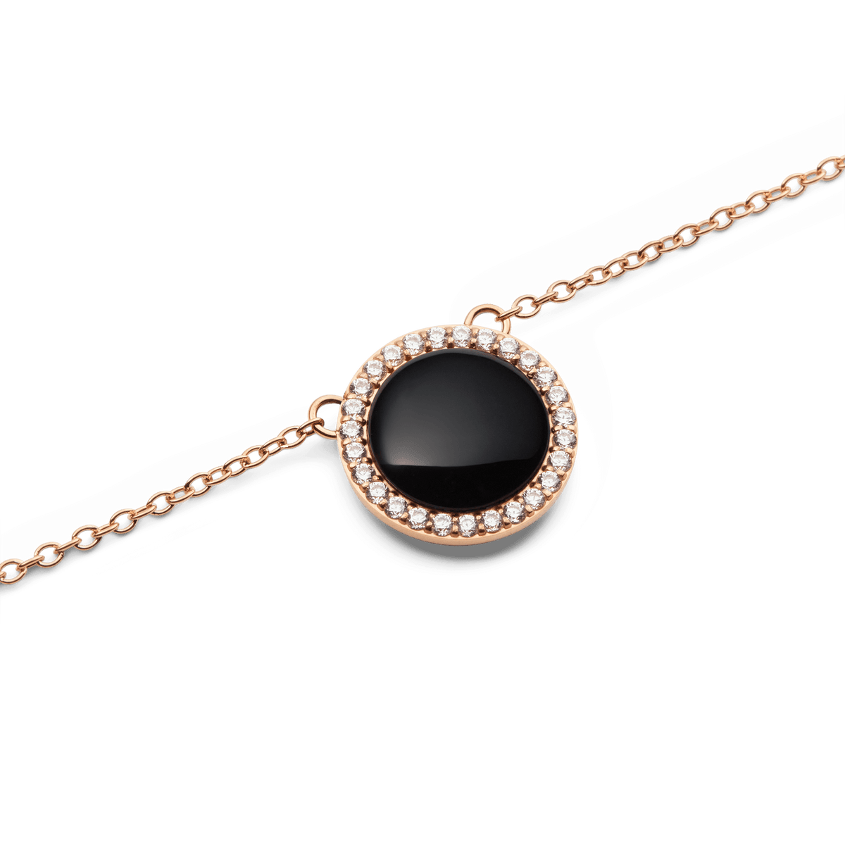 Audrey Siyah Akik Taşlı Rose Gold Renk Kolye
