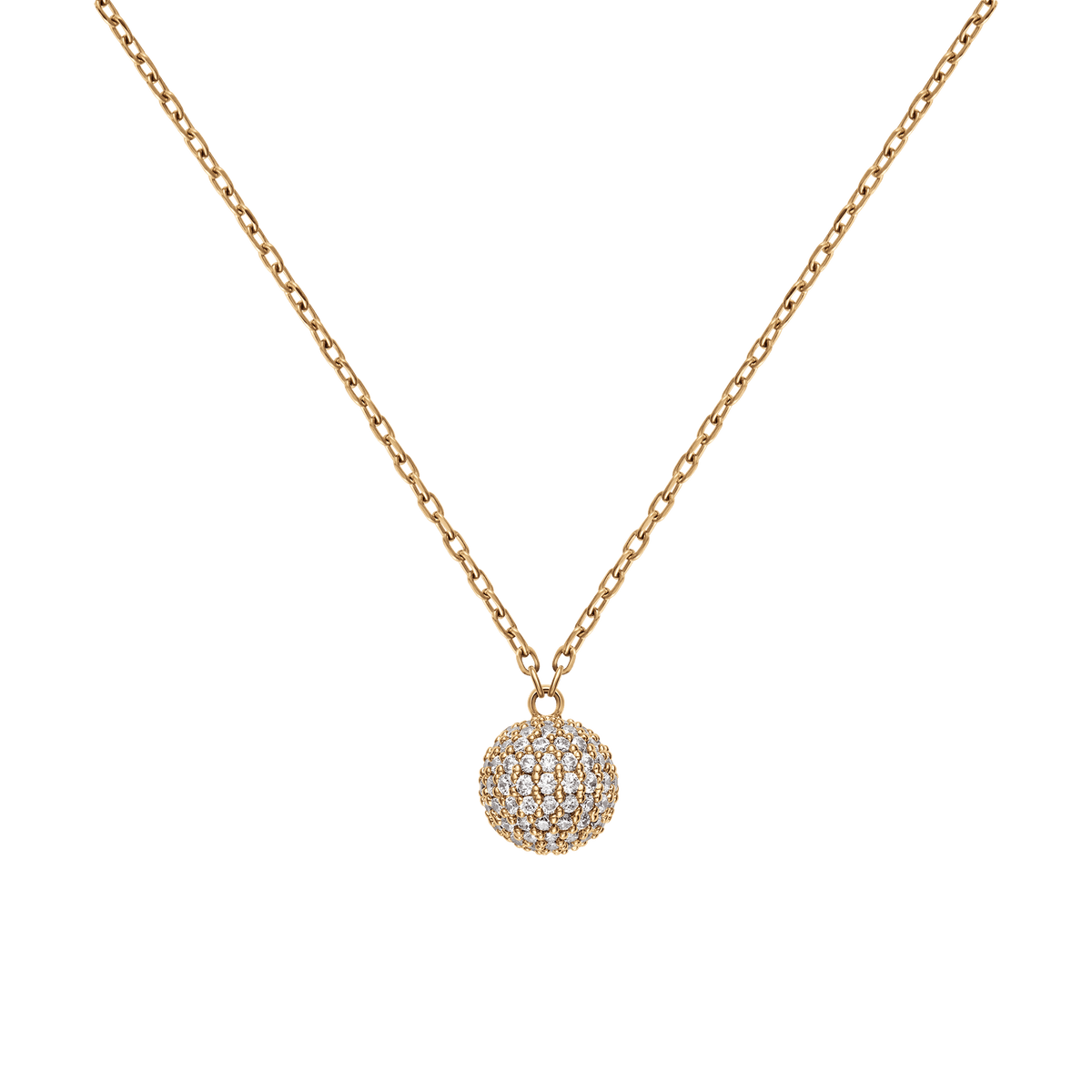 Pavé Kristal Taşlı Gold Renk Kadın Kolye