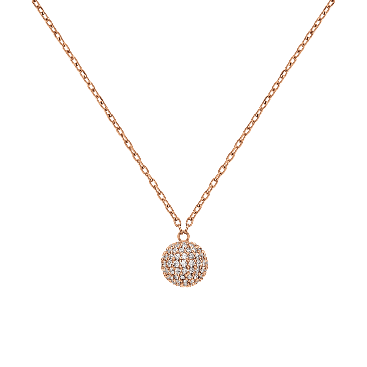 Pavé Kristal Taşlı Rose Gold Renk Kadın Kolye