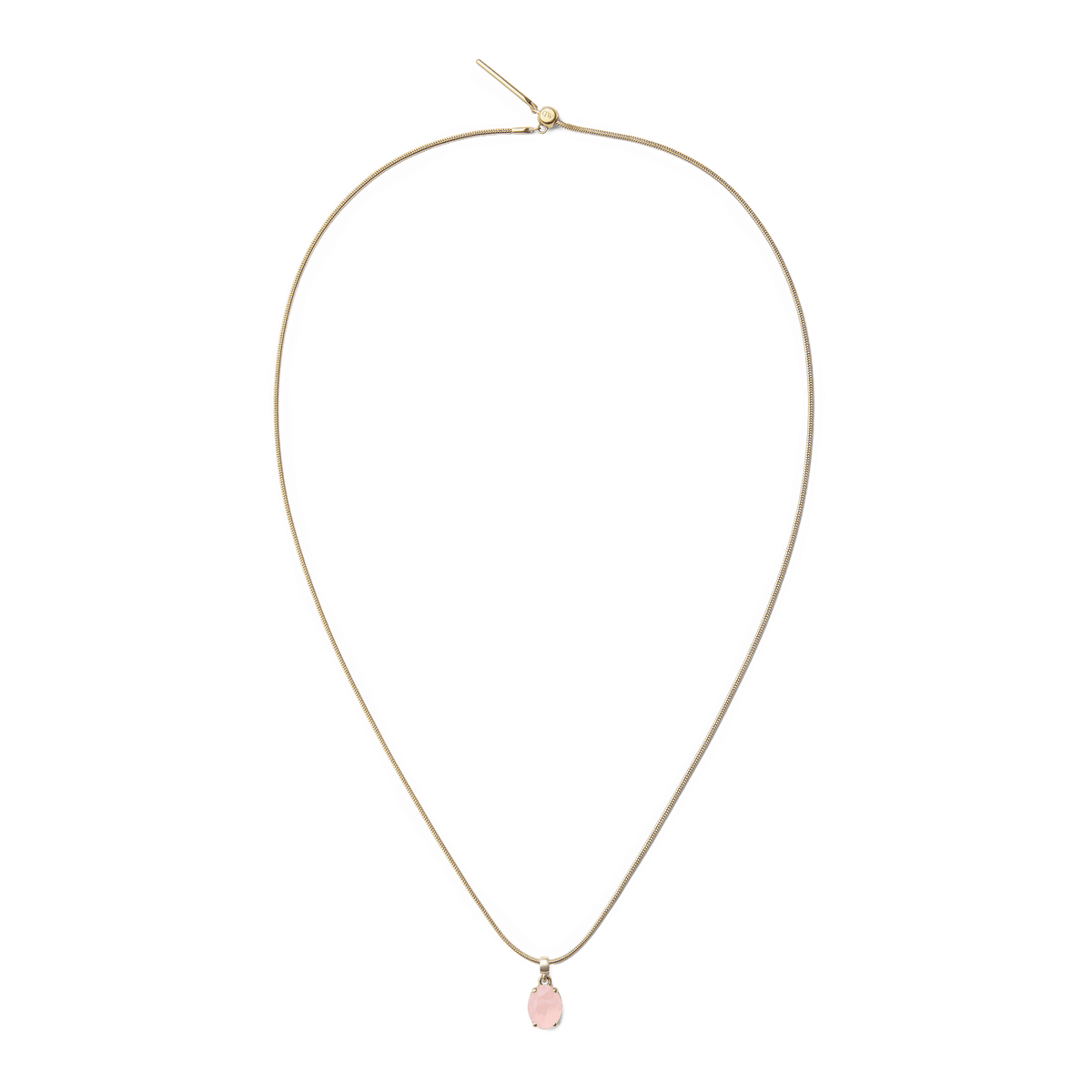 Rose Quartz Oval Gold Charm