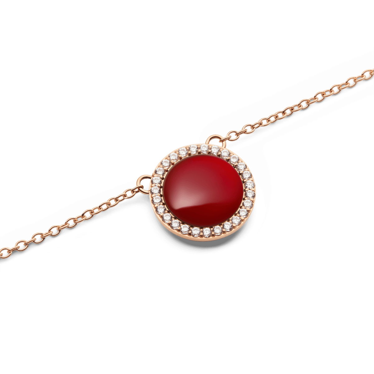 Audrey Kırmızı Akik Taşlı Rose Gold Renk Kolye
