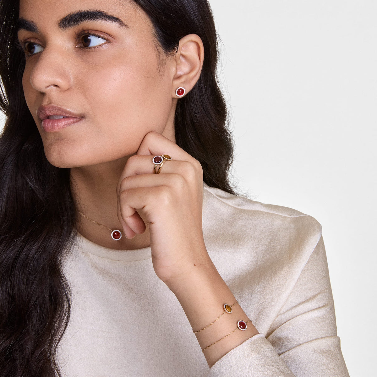 Audrey Bracelet Red Agathe Rose Gold