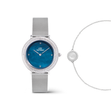 Crystalline Bezel Sterling Blue & Audrey Bracelet Mother of Pearl Silver