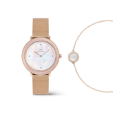 Crystalline Bezel Melrose & Audrey Bracelet Mother of Pearl Rose Gold