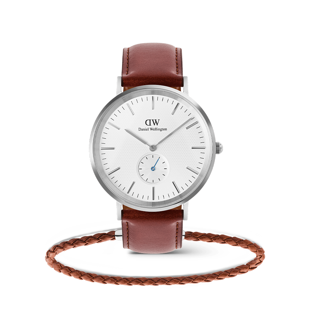 Classic Multi-Eye St Mawes Off-white & Daniel Braided Leather Bracelet Silver