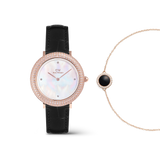 Crystalline Bezel Black Croc Rose Gold & Audrey Bracelet Black Agathe Rose Gold