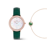 Crystalline Bezel Green Croc Rose Gold & Audrey Bracelet Jade Rose Gold