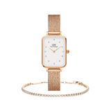Quadro Lumine Pressed Melrose & Classic Tennis Bracelet Rose Gold