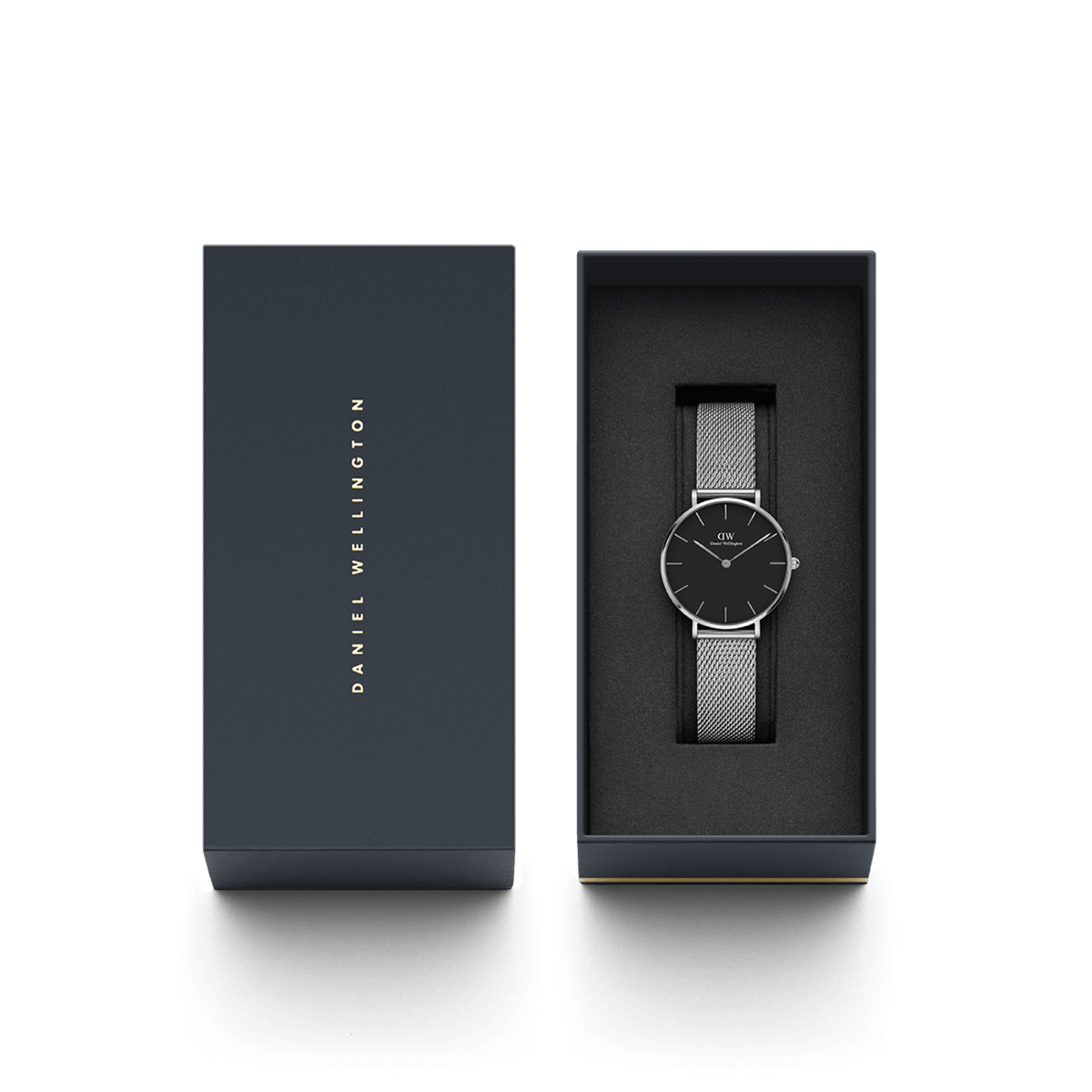 Petite Sterling Black Silver Kad n Saat DW