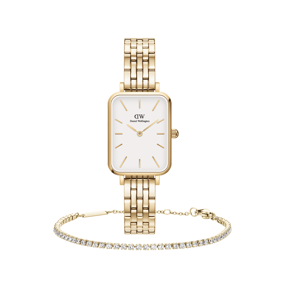 Quadro 5-Link Evergold & Classic Tennis Bracelet Gold