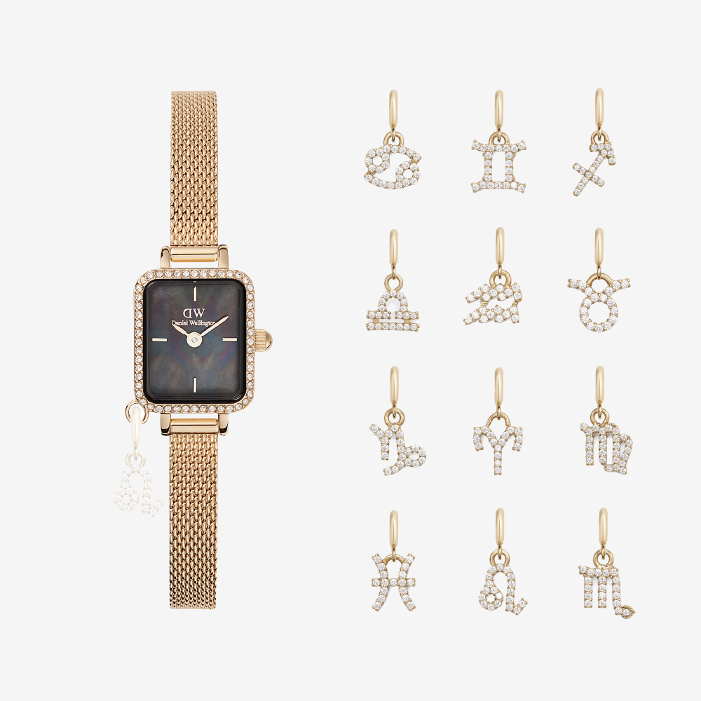 Quadro Mini Zodiac Evergold Watch & Watch Charm Gold