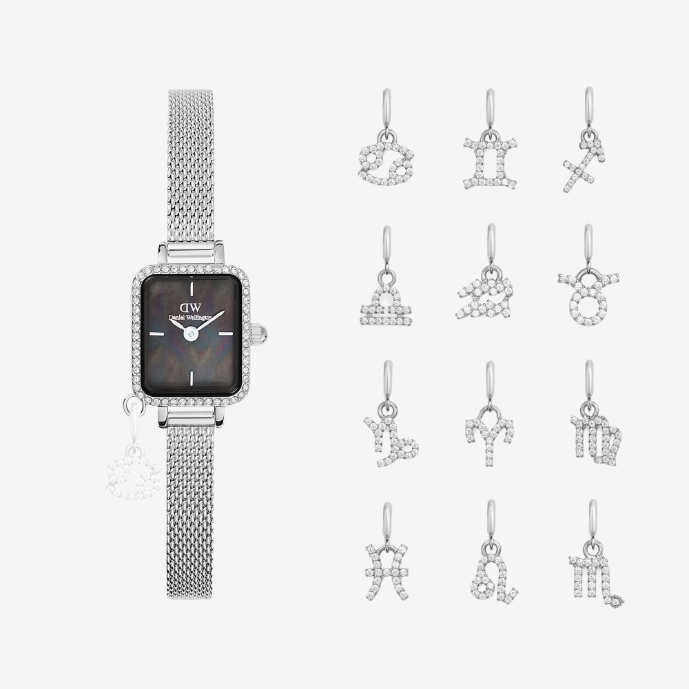 Quadro Mini Zodiac Sterling Watch & Watch Charm Silver