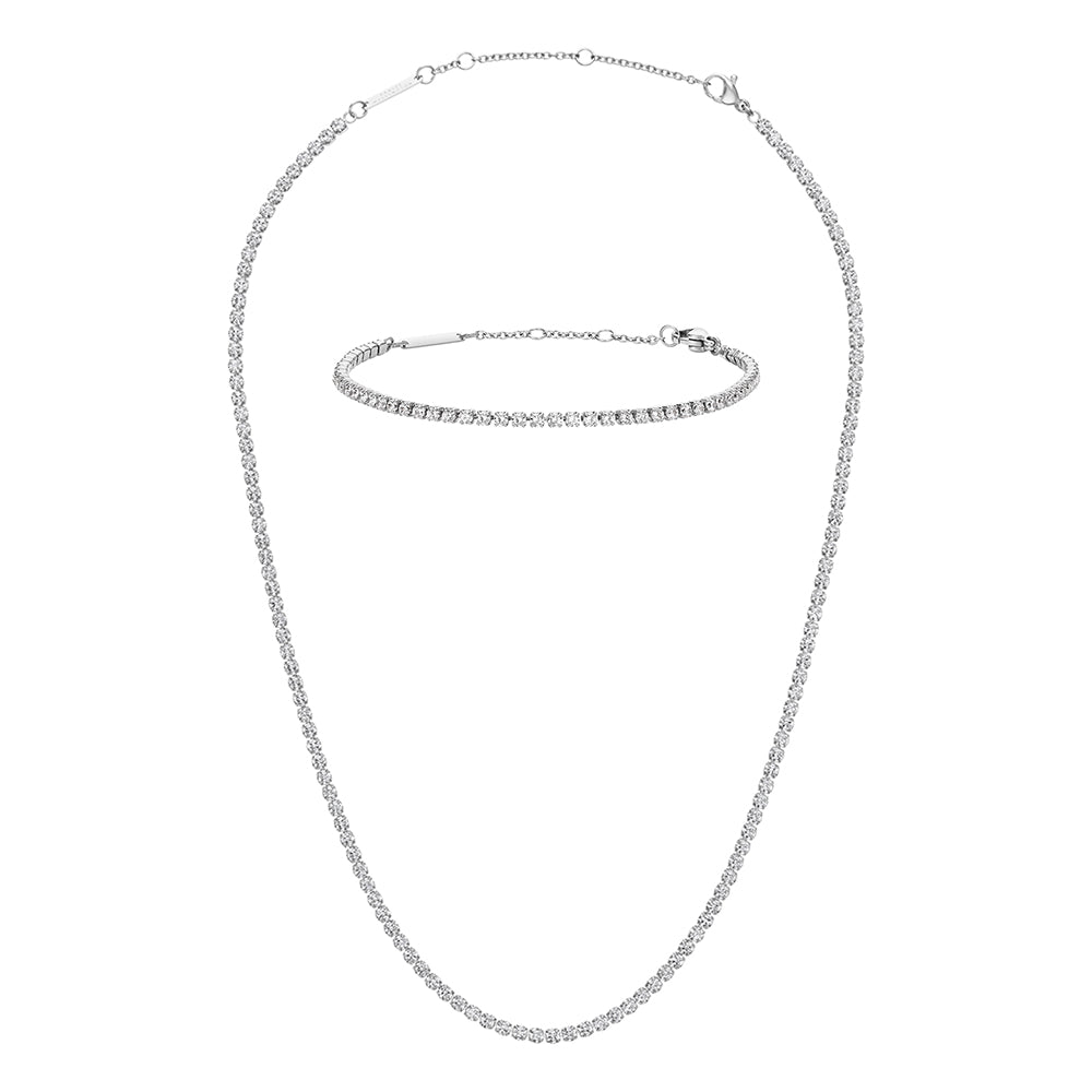 Tennis Necklace + Bracelet Silver