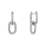 Crystal Link Earrings Silver