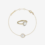 Audrey Mother of Pearl Bracelet & Ring Gold Set