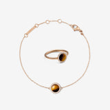 Audrey Tiger Eye Bracelet & Ring Rose Gold Set