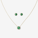 Audrey Jade Necklace & Earrings Gold Set