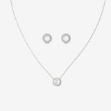 Audrey Mother of Pearl Necklace & Earrings Silver Set