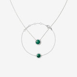 Audrey Malachite Necklace & Bracelet Silver Set