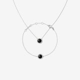 Audrey Black Agathe Necklace & Bracelet Silver Set