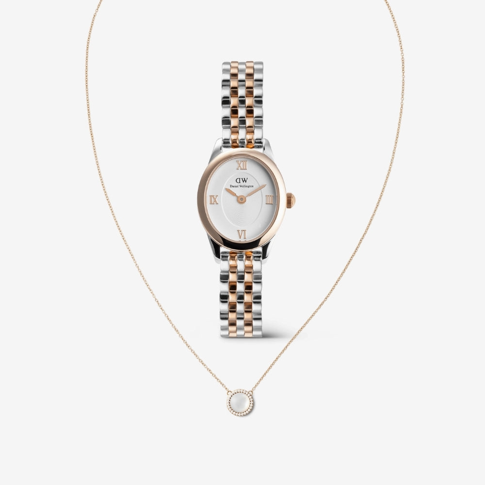 Ophelia Mini Two-Tone & Audrey Necklace Mother of Pearl Rose Gold Set