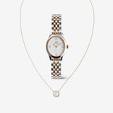 Ophelia Mini Two-Tone & Audrey Necklace Mother of Pearl Rose Gold Set