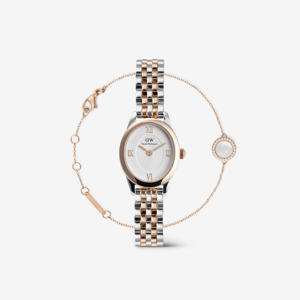 Ophelia Mini Two-Tone & Audrey Bracelet Mother of Pearl Rose Gold Set