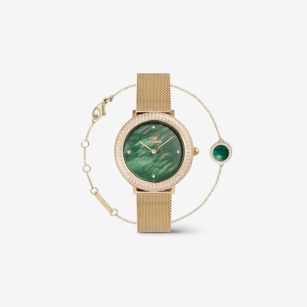 Crystalline Bezel & Audrey Green Set Gold