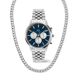 Iconic Chronograph Arch 5-Link Silver & Ellipse Cuban Zincir Silver Kolye