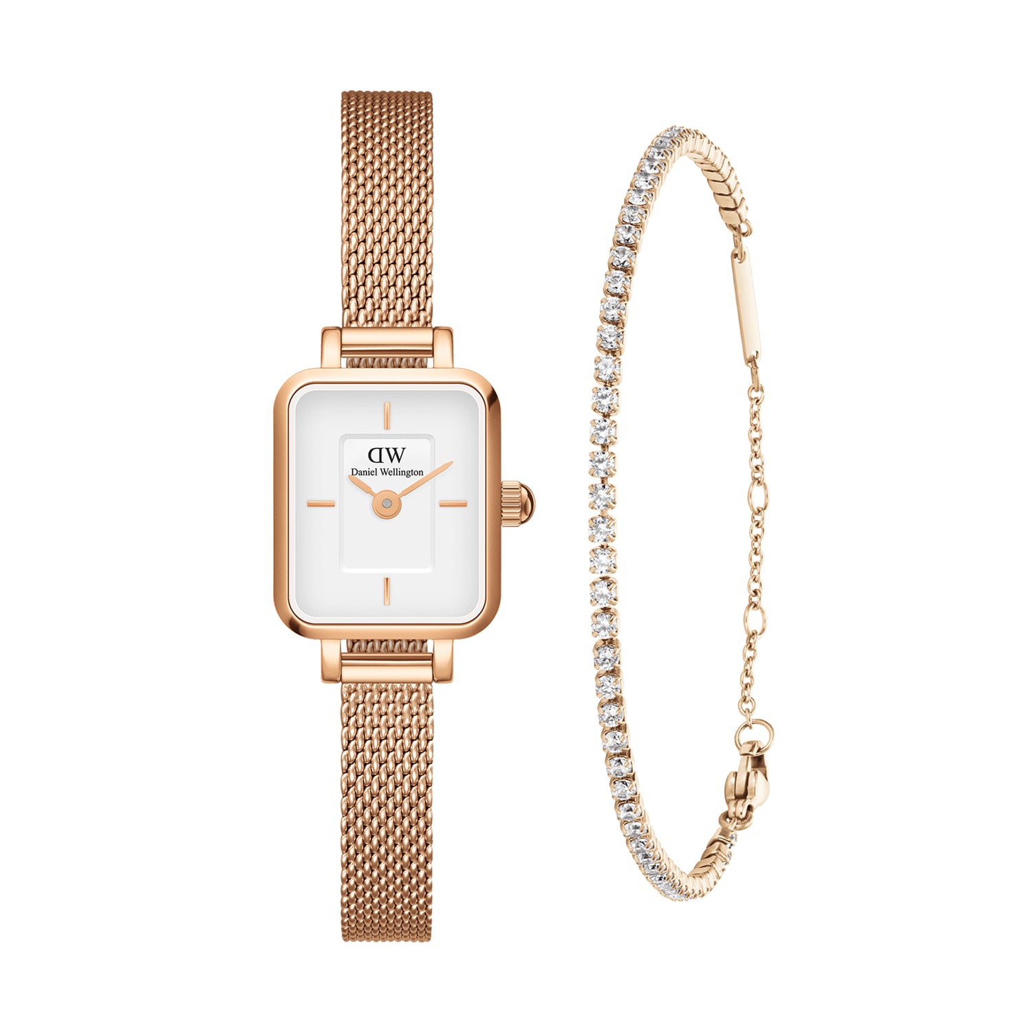 Quadro Mini Melrose + Classic Tennis Bracelet Rose Gold