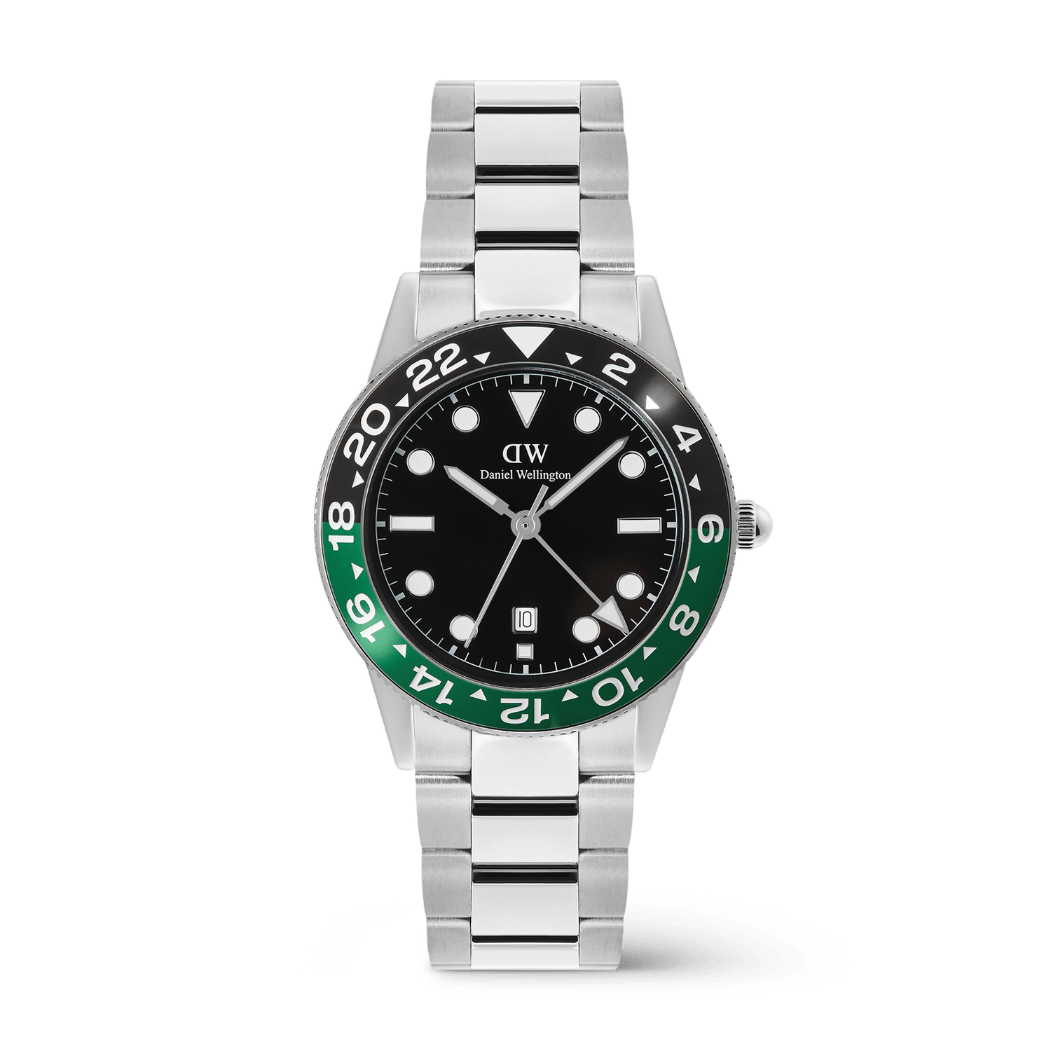 Iconic GMT Link Black Green Ceramic Bezel Silver