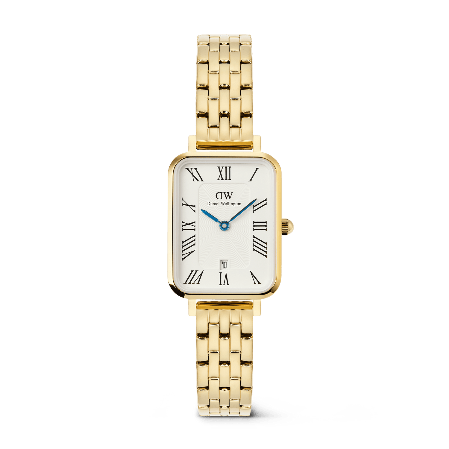 Quadro  Roman Numerals Date 5-link Gold
