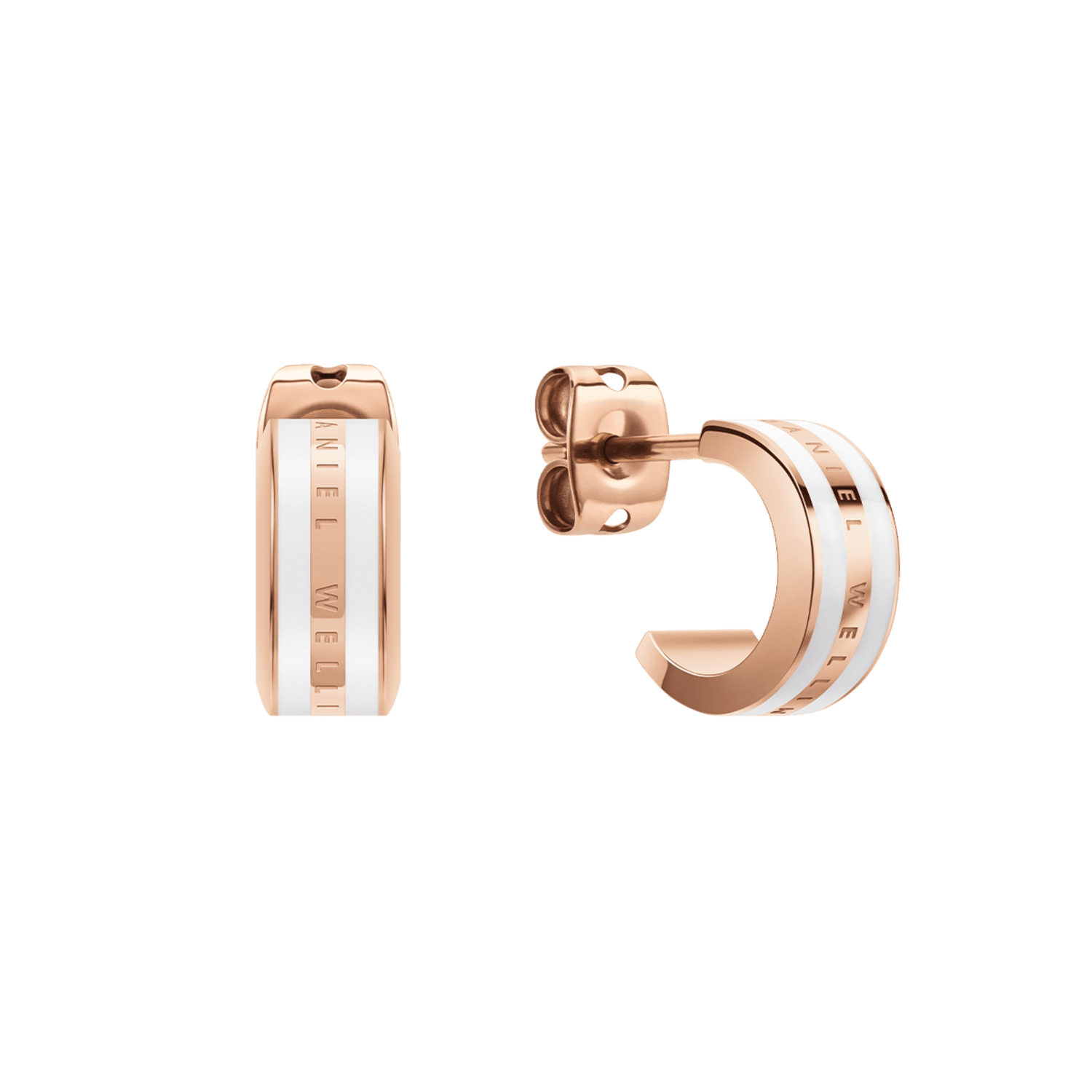 Emalie Earrings Rose Gold & White