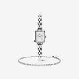 Classic Tennis Bracelet Silver & Quadro Mini Arch 3-link White Sunray Silver
