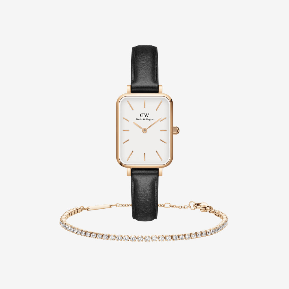 Classic Tennis Bracelet Rose Gold & Quadro Pressed Sheffield Rose Gold