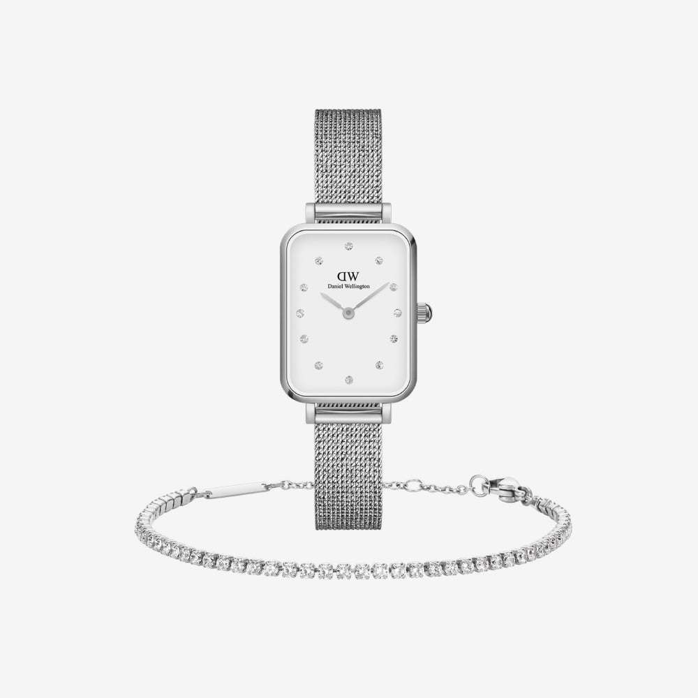Classic Tennis Bracelet Silver & Quadro Lumine Pressed Sterling