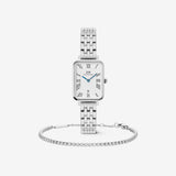 Classic Tennis Bracelet Silver & Quadro Roman Numerals Date 5-link Silver