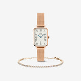 Classic Tennis Bracelet Rose Gold & Quadro Melrose Roman Numerals Date