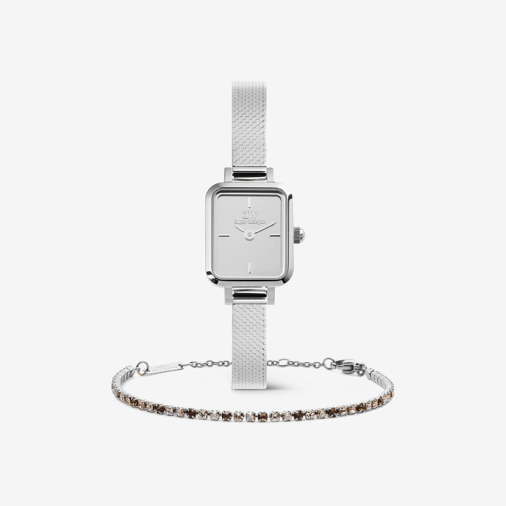 Classic Tennis Bracelet Honey Combo Silver & Quadro Mini Reflection Silver