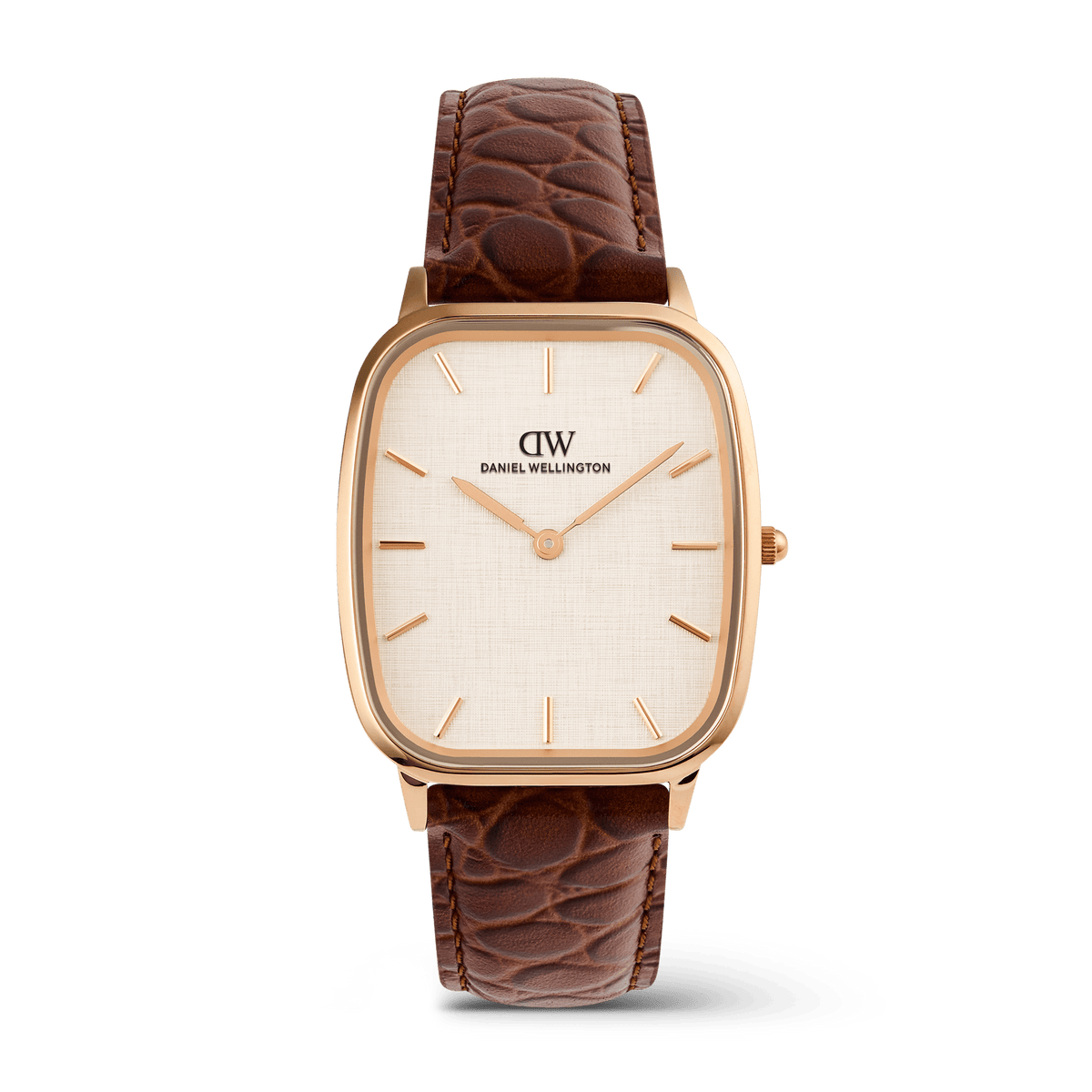Marlon Brown Croc Belly Linen Rose Gold
