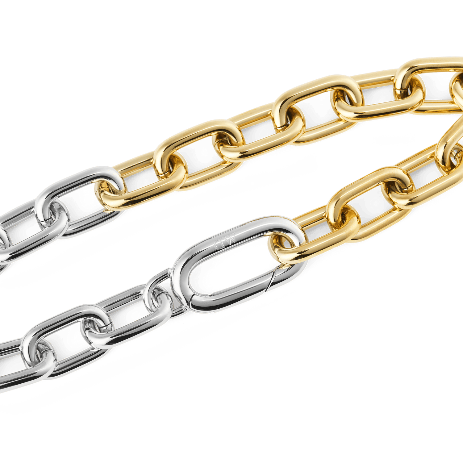 Contrast Link Bracelet Two Tone Gold