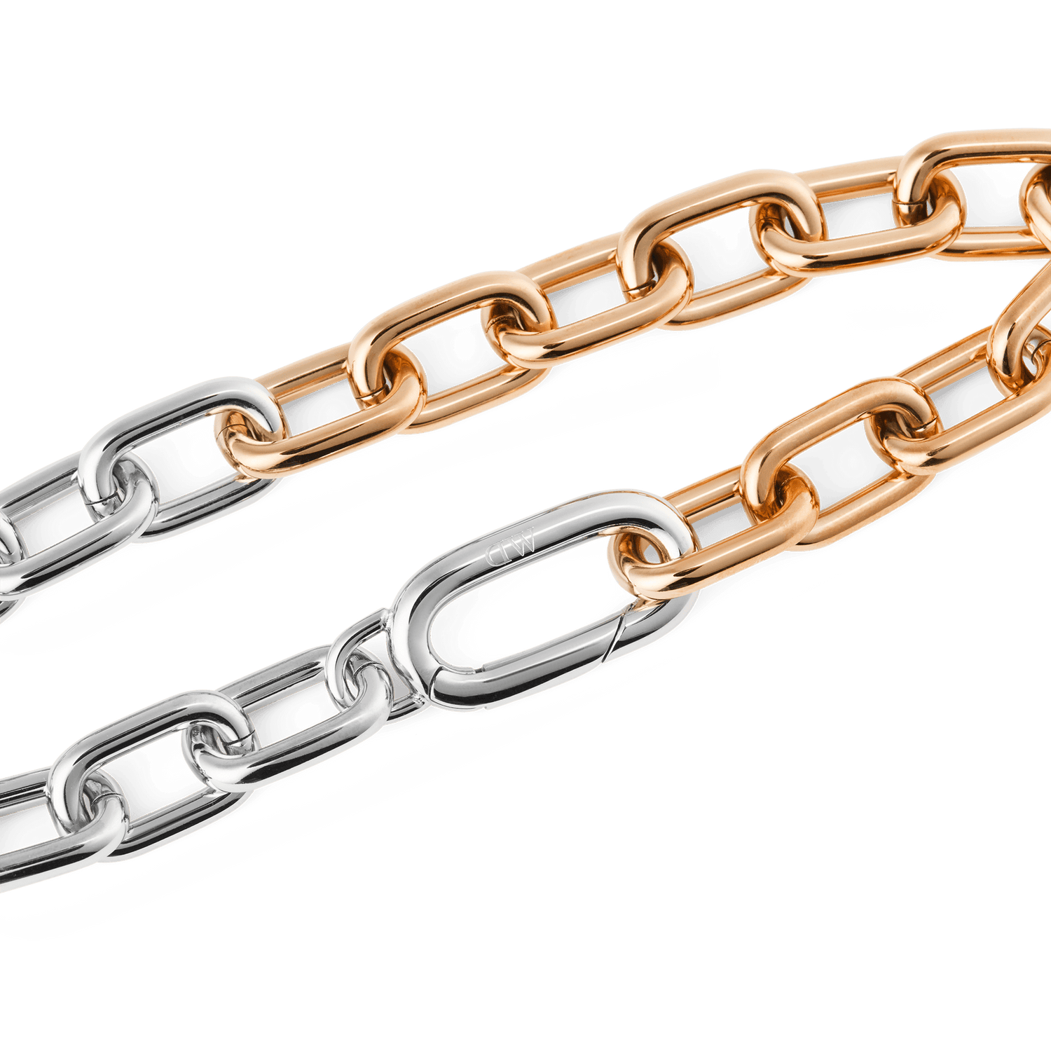 Contrast Link Bracelet Two Tone Rose Gold