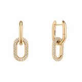 Crystal Link Earrings Gold