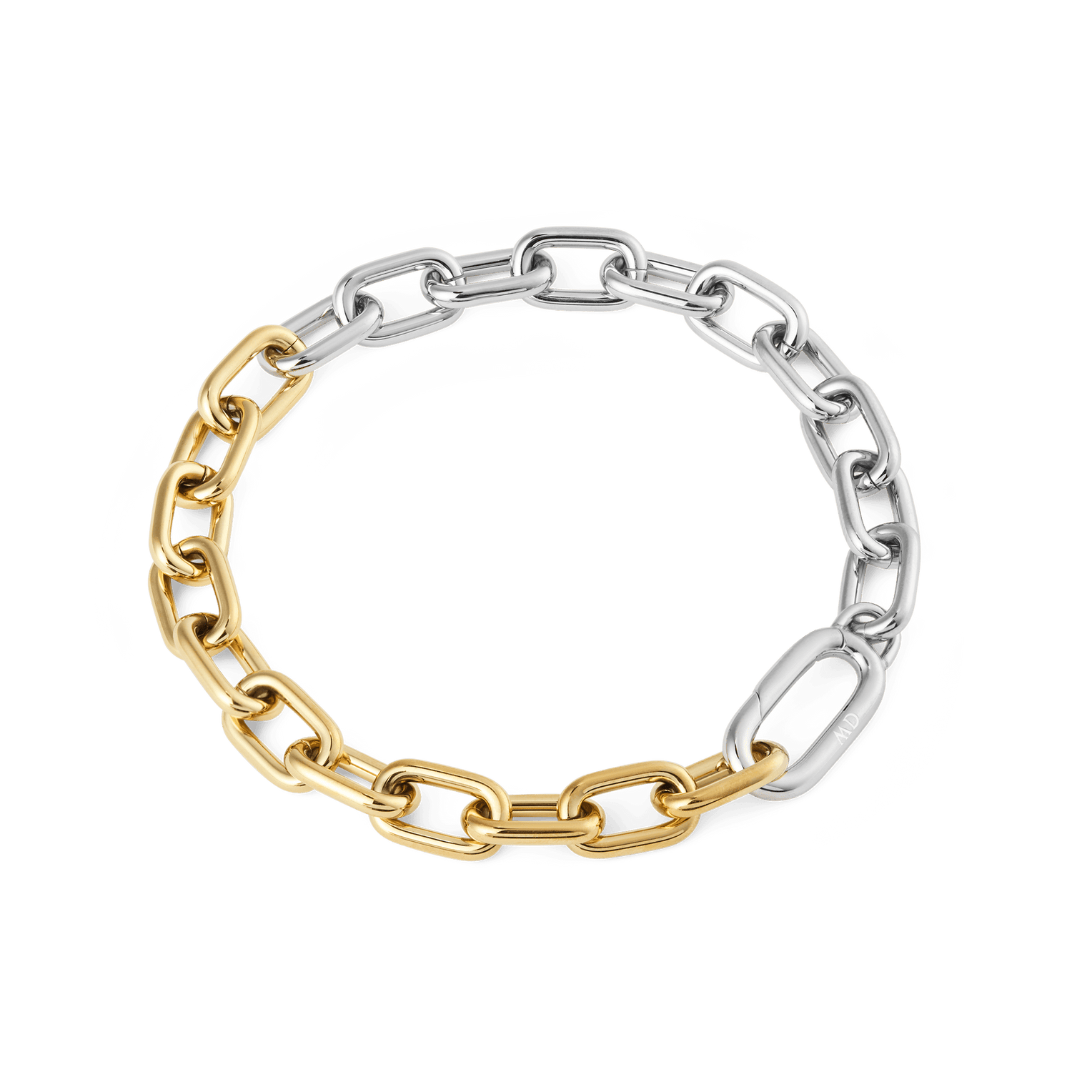 Contrast Link Bracelet Two Tone Gold