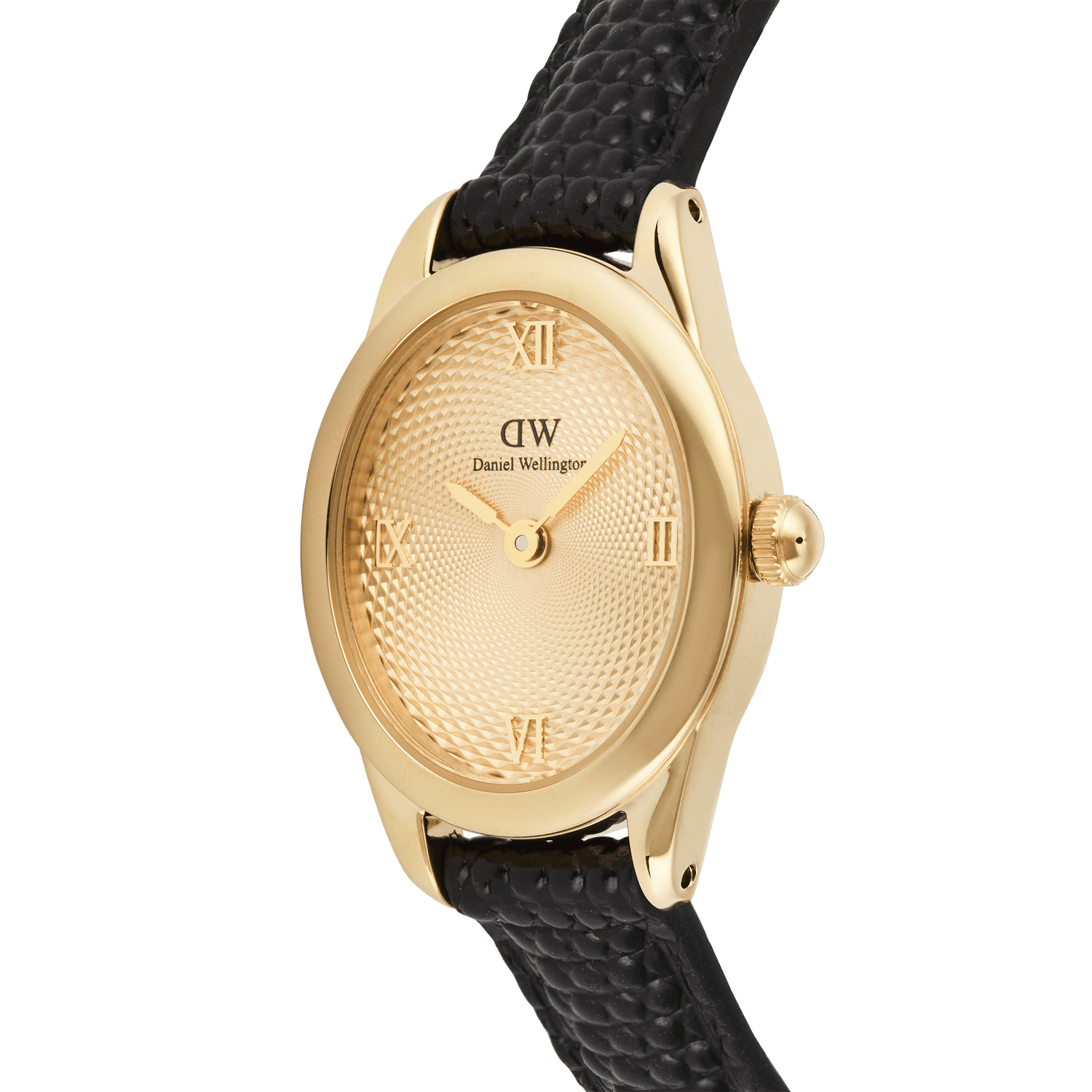 Ophelia Mini Black Lizard Unitone Guilloché Gold