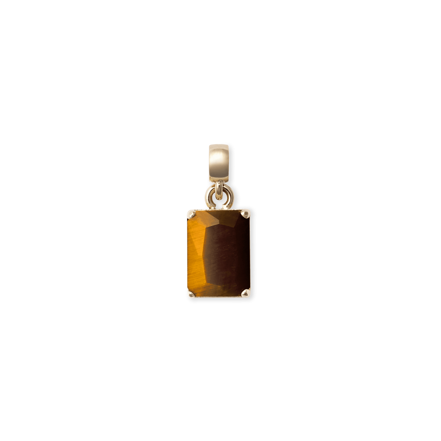 Tiger-eye Octagon Gold Charm